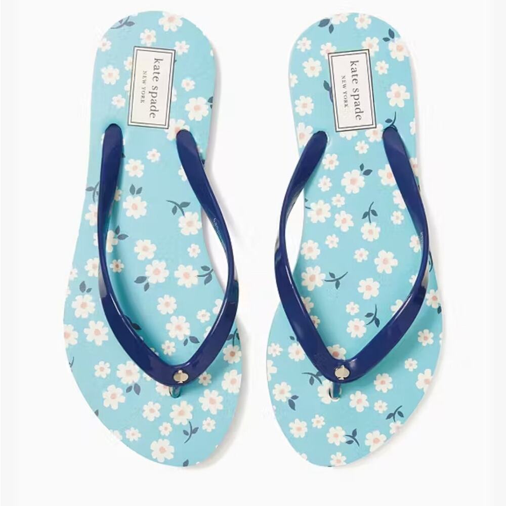 Kate Spade Blue and White Floral Daisy Fiji Sandals - Picture 2 of 3